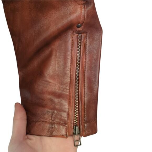 Superior Leather Garment Cafe Racer Distressed Leather Motorcycle Jacket Men's L - Picture 4 of 9